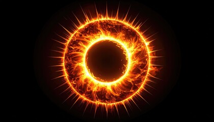Naklejka premium Fiery Ring of Plasma and Energy Emanating from a Central Core.