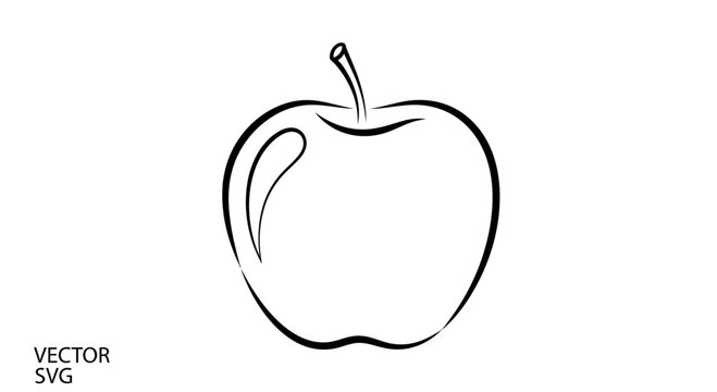 Minimalist apple outline in black brush stroke style