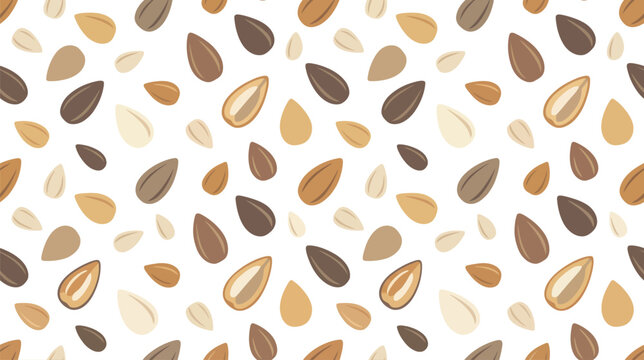 Abstract seamless pattern of autumn leaves on light background with warm neutral tones.