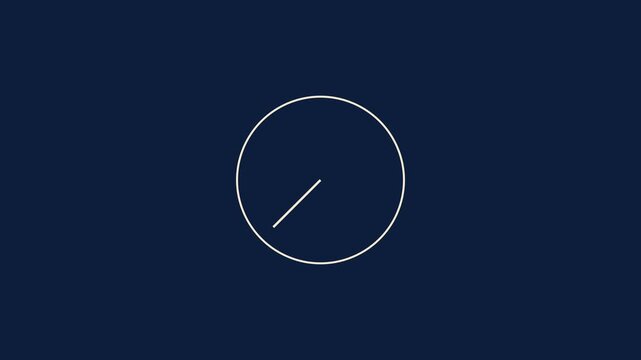 Minimalist clock hand rotating animation on dark blue 4k background, for time management, and deadline concepts