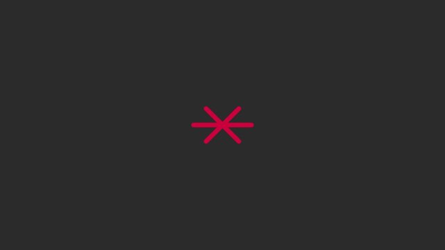 Minimalist red asterisk loading animation on dark 4k background, motion symbol