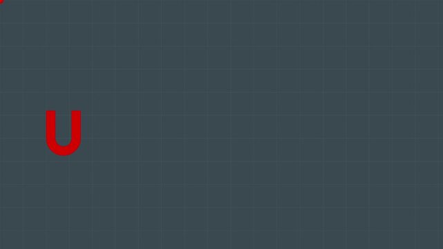 Minimalist red letter u animation on dark grid 4k background, for modern and, motion projects alphabet