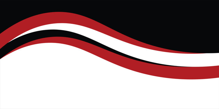 Abstract red and black wave background with copy space. Modern elegant wavy template for corporate banner or dynamic business flyer.