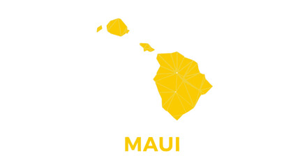 Yellow polygonal map of maui island hawaii © kirani