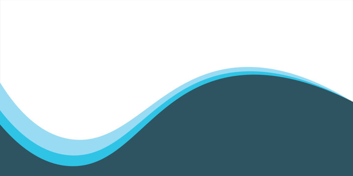Abstract blue wave background with copy space. Minimalist modern wavy lines template for banner, brochure, or presentation.