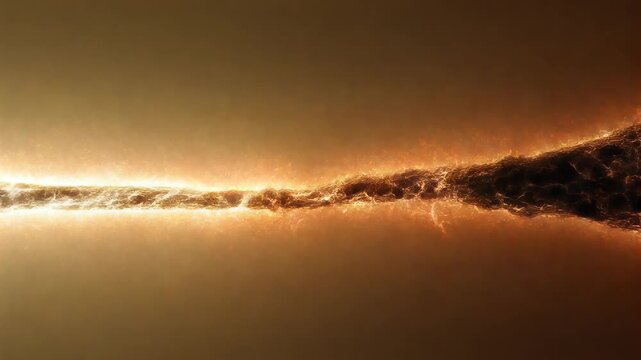 Flowing Stream of Incandescent Golden Plasma with Electrical Sparks on Transparent Background, High Energy Cinematic Motion