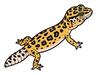 Fototapeta premium Leopard gecko reptile vector illustration icon. Generative AI