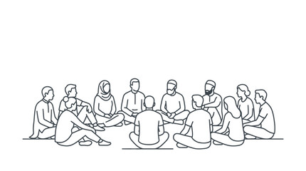Fototapeta premium Group of Diverse People Holding Hands and a Sign Symbolizing Teamwork Unity Community Friendship and Cooperation Vector Illustration on White Background