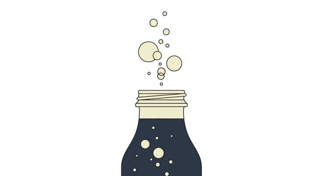 Soda bottle with bubbles coming out.