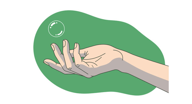 Hand Reaching for Soap Bubble.
