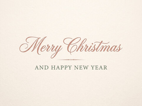 Elegant cursive Merry Christmas and Happy New Year card