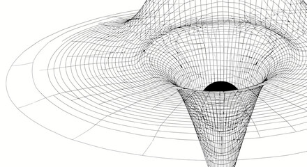 Spacetime curvature wireframe representing a gravity well © ayu