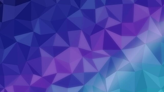 Colorful abstract polygonal triangle motion graphic background, purple blue gradient, geometric pattern loop