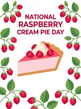 Delicious slice of raspberry cream pie with fresh red berries