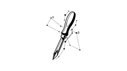 Minimalist woodcarving chisel with celestial constellation pattern illustration © Mafaat