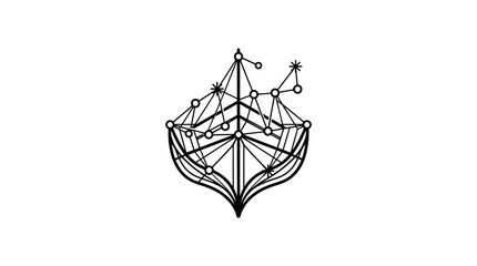 Minimalist black and white geometric constellation and abstract vessel design © Mafaat