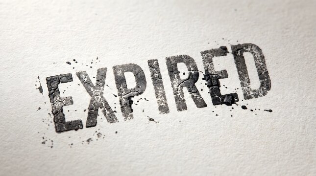 Expired Word Stamped in Black Ink on Textured Paper