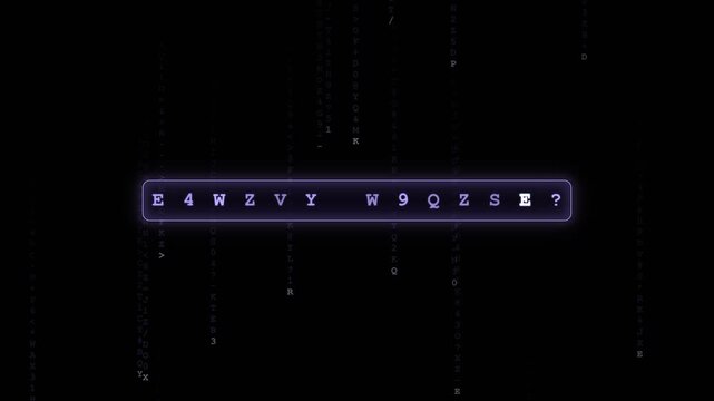Futuristic Purple Cyber Security Matrix Code Revealing Access Granted