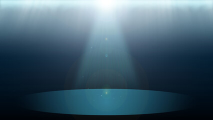 Procedural illustration of sea floor undersea with sun burst top down background © TriEndah