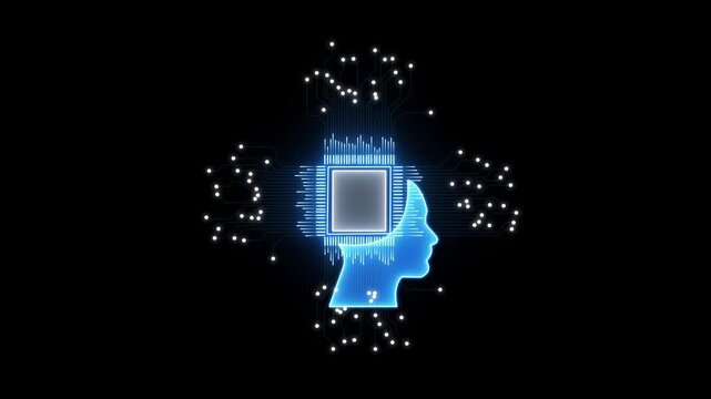 Neon Neural Brain Symbol for AI. Futuristic Neon AI Brain with Circuit Details. Glowing Neon Brain Icon for Smart Technology