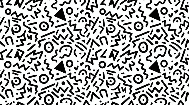 Seamless black and white abstract geometric pattern background