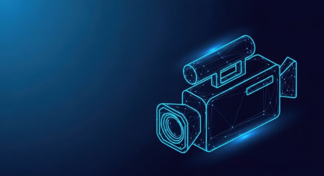 Futuristic Digital Video Camera Wireframe Illustration
