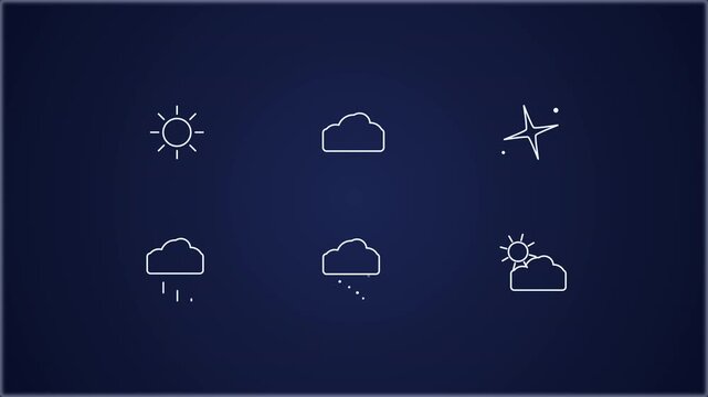 Set of 50 simple modern thin line weather icons, clean sharp outline flat design for web or mobile app with day and night variations