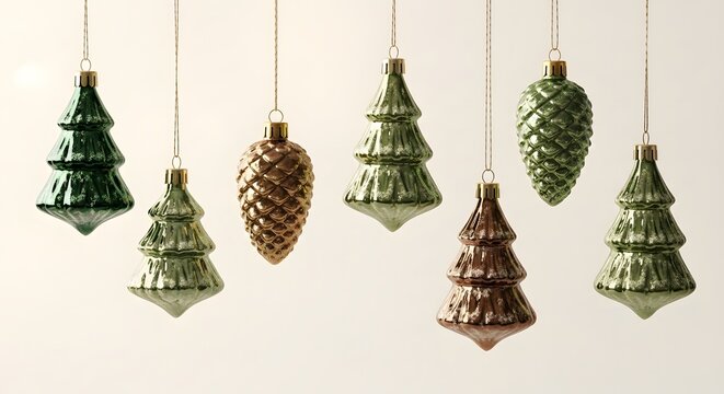 Elegant glass christmas ornaments pine tree pinecone decorations for festive holiday cheer
