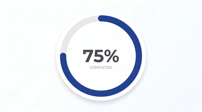 Circular progress bar showing seventy five percent completion on a clean white background
