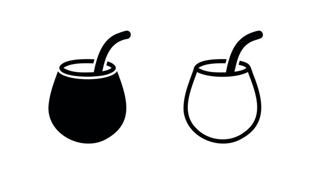 Mate cup vector illustration black and outline designs for south american tea