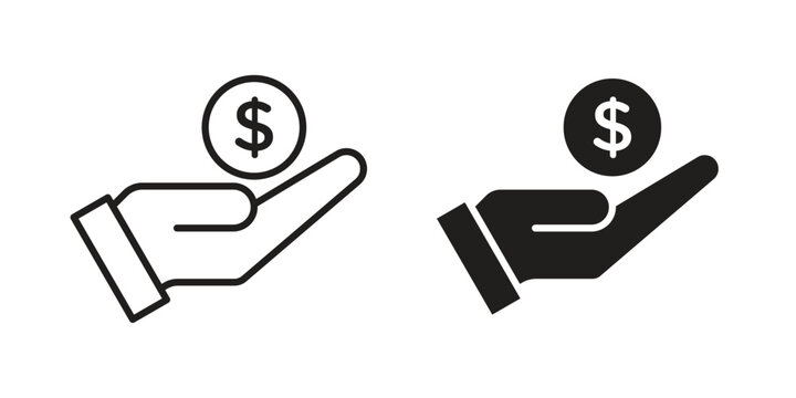 Saving icon thin line pictograms group