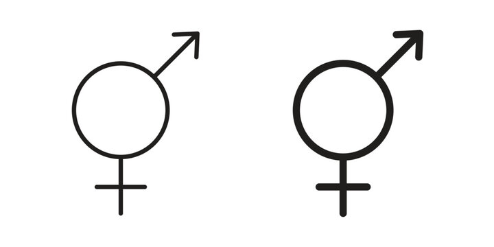 Unisex icon thin line pictograms group