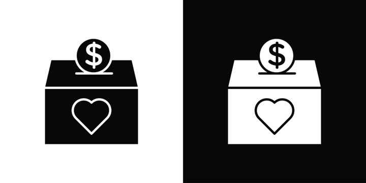 Donation box icon minimal logos bundle