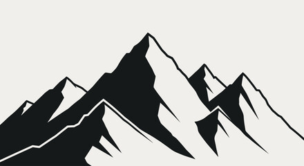 Obraz premium Minimalist Mountain Range Silhouette Vector Illustration