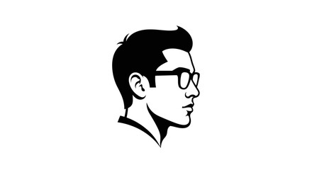 Minimalist Black and White Profile Portrait of a Young Man with Glasses © kiki__