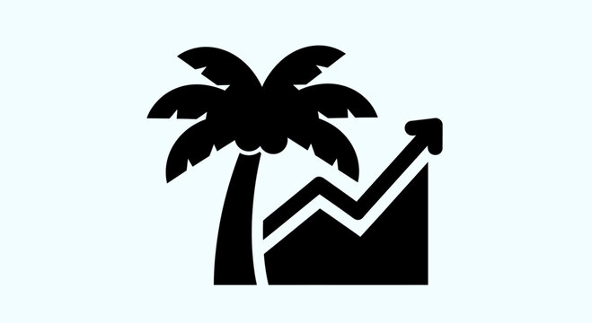 Palm Tree and Rising Financial Growth Graph Icon