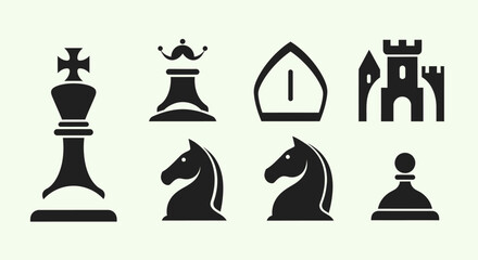 Minimalist Chess Pieces Icons Set © kiki__
