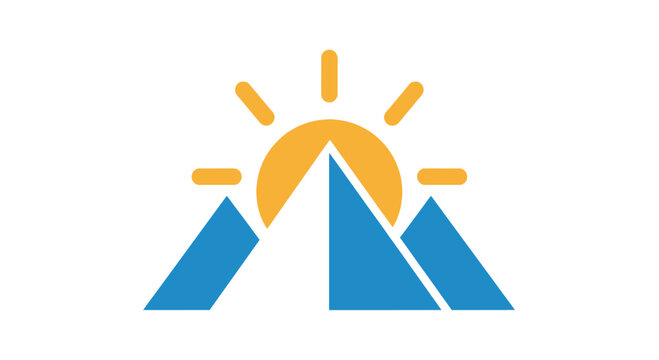 Minimalist Mountain Peak and Sun Logo Icon