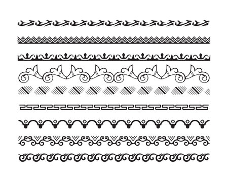 Vintage Decorative Border Collection &ndash; Ornamental Divider Lines, Greek Key, Scroll and Floral Vector Set