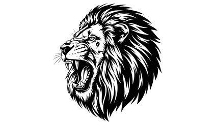 Obraz premium Fierce Roaring Lion Head Vector Illustration