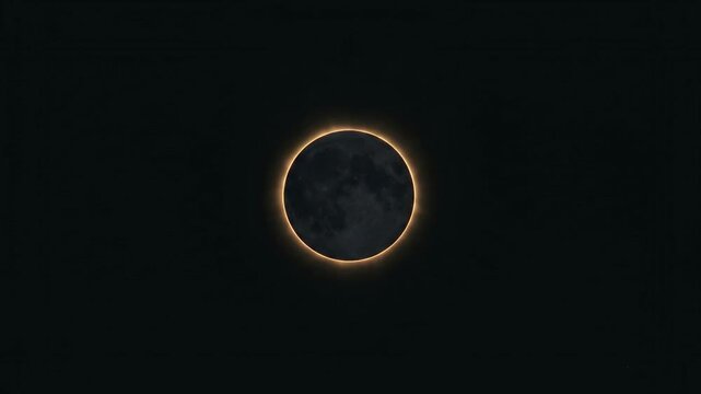 Total solar eclipse showing a glowing ring of fire in the dark sky.