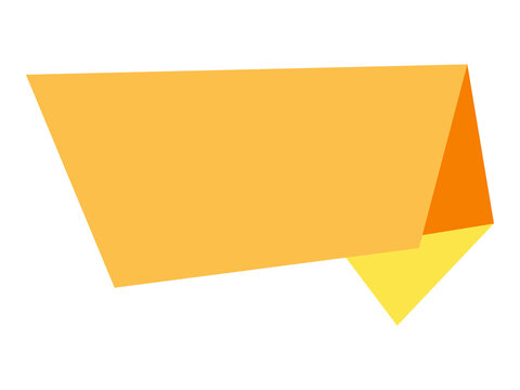 Folded paper style orange ribbon label banner isolated on transparent background for business marketing promotion
