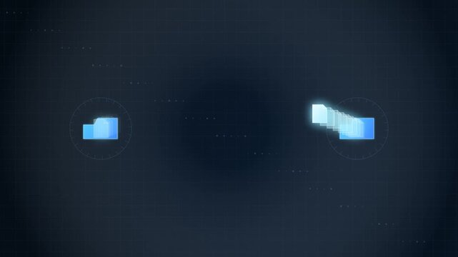 Digital Data Transfer Animation Between Two Folders with Motion Trail Effect