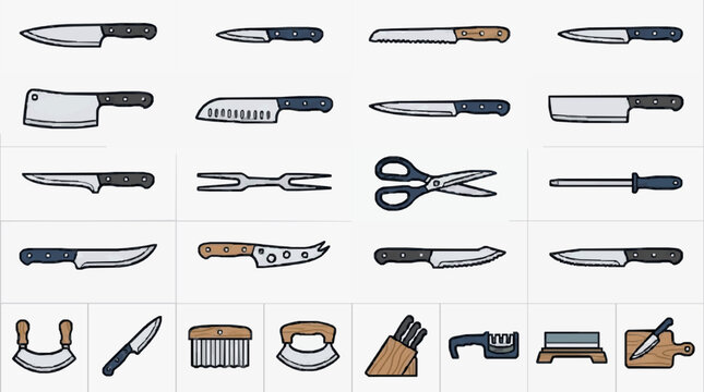 Assorted Kitchen and Utility Cutlery Set Illustration
