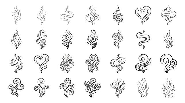 Hand-drawn Swirls and Wafts: Aroma, Smoke, Scent, and Energy Icons