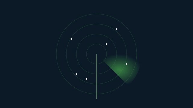 Digital radar screen interface with scanning motion and target detection animation 4k sonar