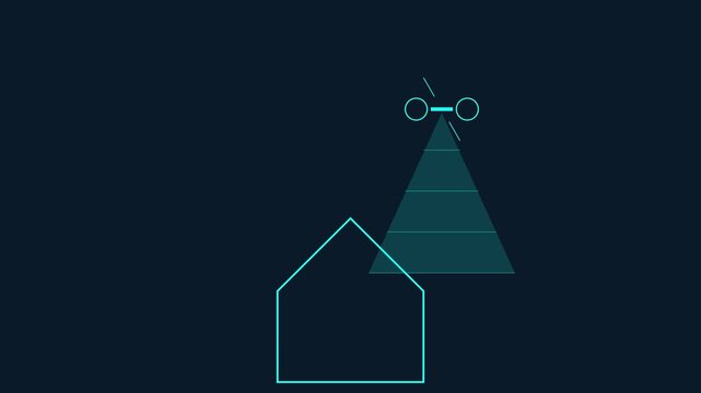 Drone scanning house animation: smart home security and real estate technology concept 4k