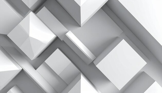 Abstract Geometric White Cubes Architecture