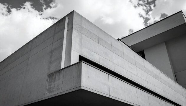Modern Concrete Building Against Cloudy Sky