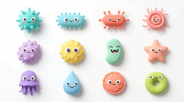Cartoon polymer clay creatures displayed on a surface